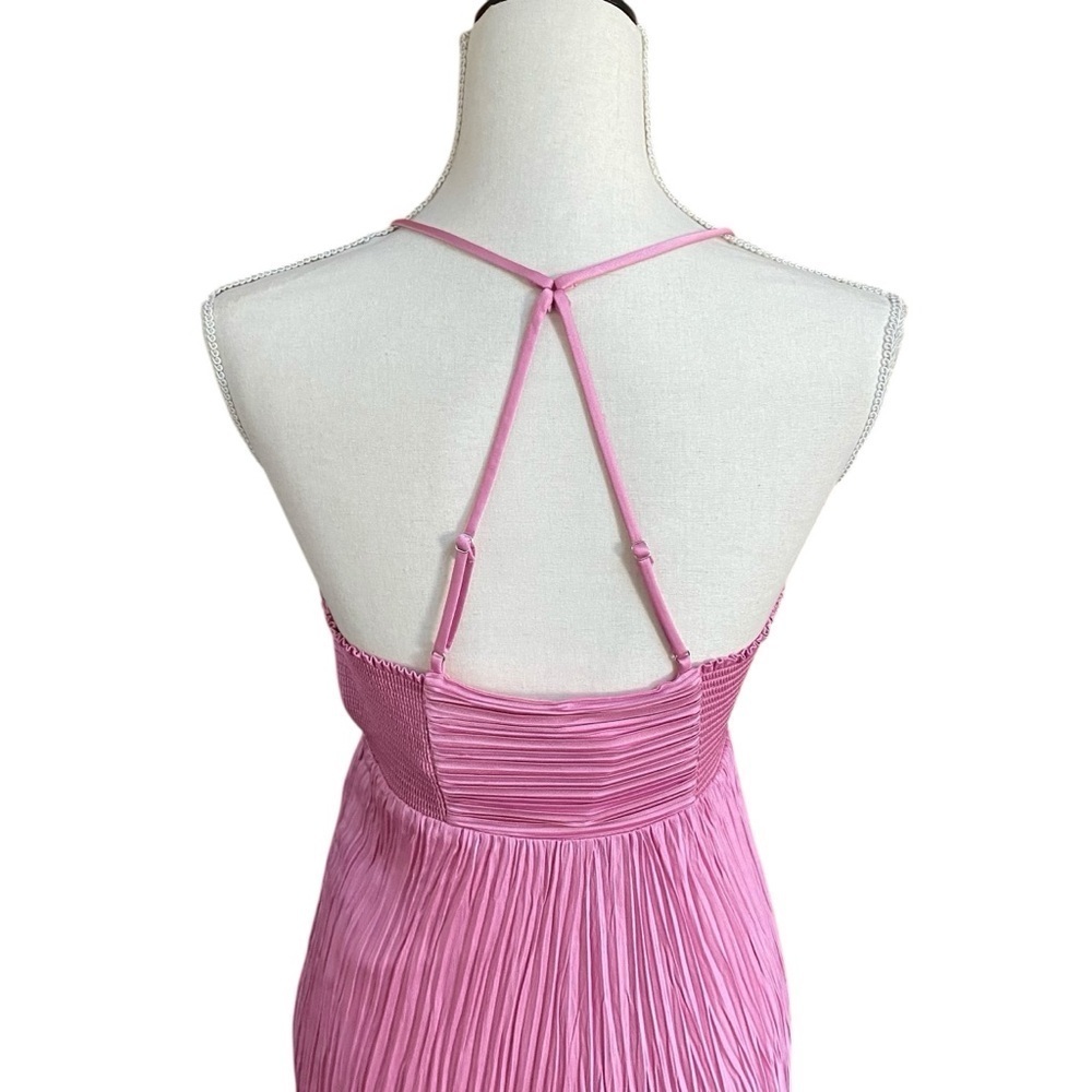 A.L.C. Angelina NWT Pleated Satin Halter Midi Dress Chateau Rose Size 4 - Picture 12 of 16